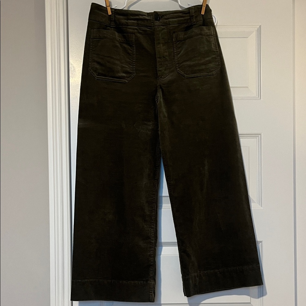 Anthropologie Dark Olive Wide Leg Pants